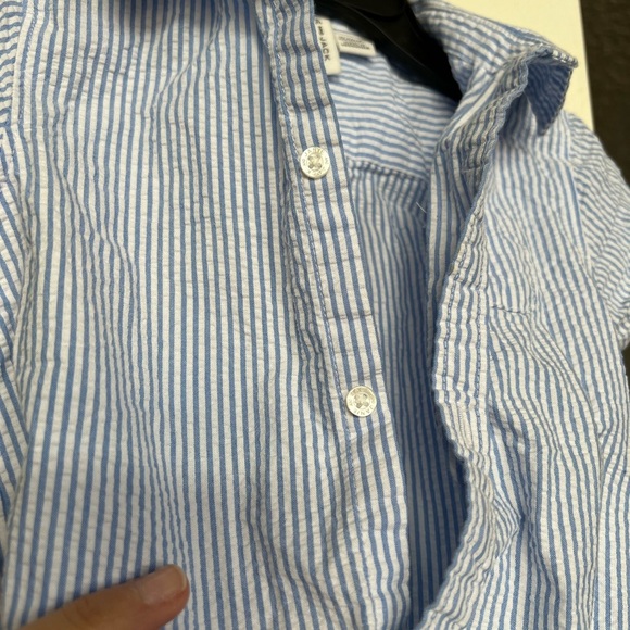 Janie and Jack Blue and White seersucker onesie and shorts sz 12/18 M EUC - Picture 3 of 12